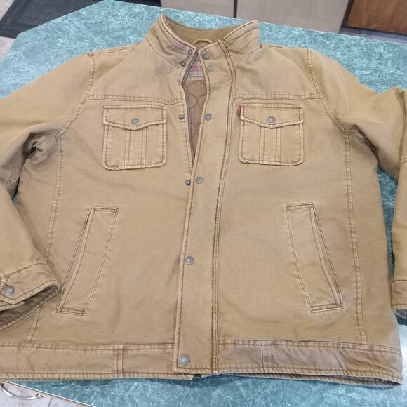 Levi’s Jacket XL Brown Quilted Canvas Work Utility Field Coat Snap Front Chore - Picture 1 of 16